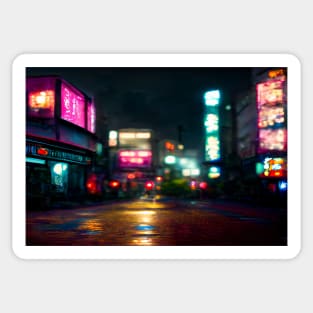 Tokyo City Street View With Neon signs / Tokyo, Japan Sticker